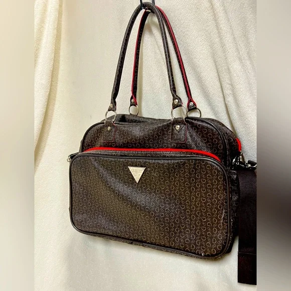 guess diaper bag brown